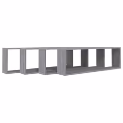 vidaXL Mensole Cubo Muro 4pz Grigio Sonoma 100x15x30 Legno Multistrato - Vista aggiuntiva 3