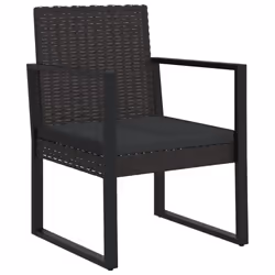 vidaXL Set Divani da Giardino 3 pz con Cuscini Nero in Polyrattan - Vista aggiuntiva 3