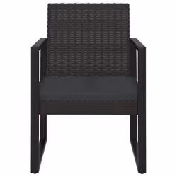 vidaXL Set Divani da Giardino 4 pz con Cuscini Nero in Polyrattan - Vista aggiuntiva 3