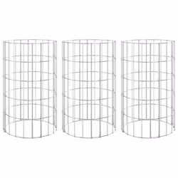 vidaXL Fioriere Gabbione Circolare 3 pz in Acciaio Zincato Ø30x50 cm - Vista aggiuntiva 2