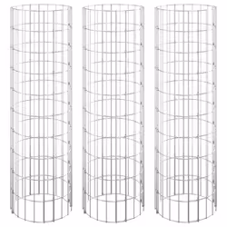 vidaXL Fioriere Gabbione Circolare 3 pz in Acciaio Zincato Ø30x100 cm - Vista aggiuntiva 2