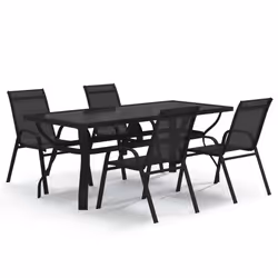 vidaXL Set da Pranzo da Giardino 5 pz Nero - Vista aggiuntiva 2