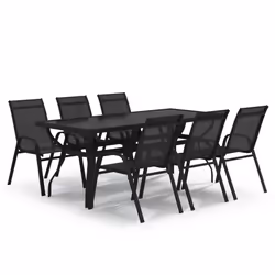 vidaXL Set da Pranzo da Giardino 7 pz Nero - Vista aggiuntiva 2