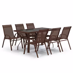 vidaXL Set da Pranzo da Giardino 7 pz Marrone e Nero - Vista aggiuntiva 2