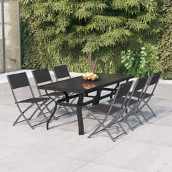 vidaXL Set da Pranzo da Giardino 7 pz Grigio e Nero