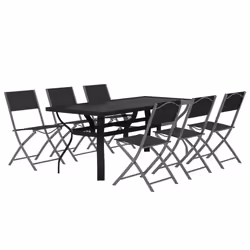 vidaXL Set da Pranzo da Giardino 7 pz Grigio e Nero - Vista aggiuntiva 3