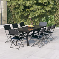vidaXL Set da Pranzo da Giardino 9 pz Grigio e Nero