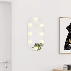 vidaXL Specchio con Luci LED 60x30 cm Ovale in Vetro - Vista aggiuntiva 3