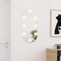 vidaXL Specchio con Luci LED 80x40 cm Ovale in Vetro - Vista aggiuntiva 3