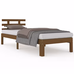 vidaXL Giroletto senza Materasso Ambra in Legno Massello 100x200 cm - Vista aggiuntiva 2