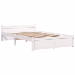 vidaXL Giroletto Bianco in Legno Massello 120x190 cm Small Double - Vista aggiuntiva 3