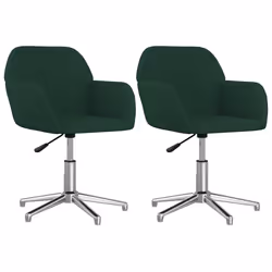 vidaXL Sedie da Pranzo Girevoli 2 pz Verde Scuro in Tessuto - Vista aggiuntiva 2