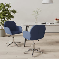 vidaXL Sedie da Pranzo Girevoli 2 pz Blu in Tessuto