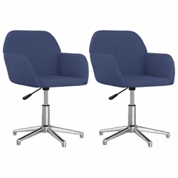 vidaXL Sedie da Pranzo Girevoli 2 pz Blu in Tessuto - Vista aggiuntiva 2