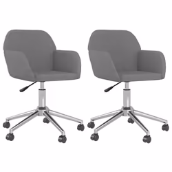 vidaXL Sedie da Pranzo Girevoli 2 pz Grigio Chiaro in Tessuto - Vista aggiuntiva 2