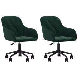vidaXL Sedie da Pranzo Girevoli 2 pz Verde Scuro in Velluto - Vista aggiuntiva 2