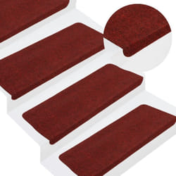 Vidaxl - 15 pz Tappetini Autoadesivi per Scale, Tappeti Antiscivolo per Scale Interne per Bambini 65x24, 5x3, 5 cm Rosso