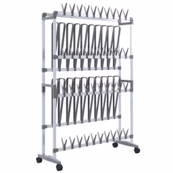 vidaXL Scarpiera con Ruote Argento 89x27x120 cm - Vista aggiuntiva 2