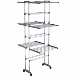 Stendibiancheria a 3 Livelli con Ruote Argento 60x70x129 cmcod mxl 73235 - Vista aggiuntiva 2