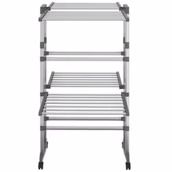 vidaXL Stendibiancheria a 2 Livelli con Ruote Argento 60x70x106 cm - Vista aggiuntiva 3