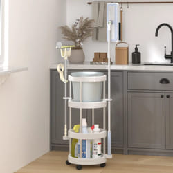 Carrello per la Pulizia con Cesti di Stoccaggio in Alluminio - Vidaxl