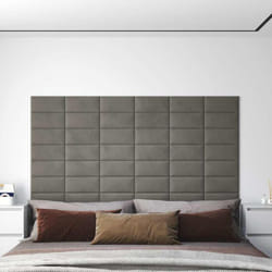Pannelli Murali 12 pz Grigio Chiaro 30x15 cm Velluto 0,54 m²
