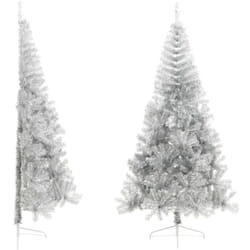 Vidaxl - Albero di Natale a Metà con Supporto, Albero effetto Realistico Argento 210 cm pvc
