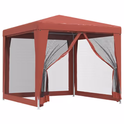 vidaXL Tenda per Feste 4 Pareti Laterali in Rete Rossa 2,5x2,5m HDPE - Vista aggiuntiva 2