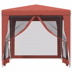 vidaXL Tenda per Feste 4 Pareti Laterali in Rete Rossa 2,5x2,5m HDPE - Vista aggiuntiva 3