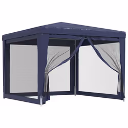 vidaXL Tenda per Feste con 4 Pareti Laterali in Rete Blu 3x3 m HDPE - Vista aggiuntiva 2