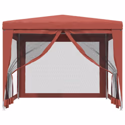 vidaXL Tenda per Feste con Pareti Laterali in Rete Rossa 3x3 m HDPE - Vista aggiuntiva 3