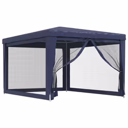 vidaXL Tenda per Feste con 4 Pareti Laterali in Rete Blu 3x4 m HDPE - Vista aggiuntiva 2