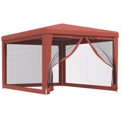 vidaXL Tenda per Feste con Pareti Laterali in Rete Rossa 3x4 m HDPE - Vista aggiuntiva 2