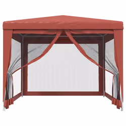 vidaXL Tenda per Feste con Pareti Laterali in Rete Rossa 3x4 m HDPE - Vista aggiuntiva 3