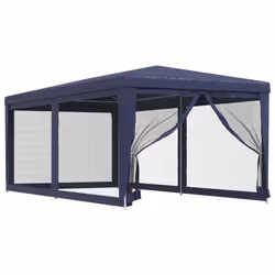 vidaXL Tenda per Feste con 6 Pareti Laterali in Rete Blu 3x6 m HDPE - Vista aggiuntiva 2