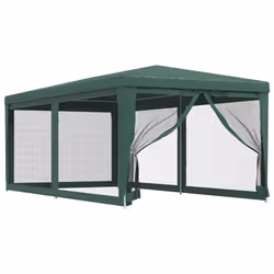 vidaXL Tenda per Feste con 6 Pareti Laterali in Rete Verde 3x6 m HDPE - Vista aggiuntiva 2