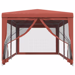 vidaXL Tenda per Feste con 6 Pareti Laterali in Rete Rossa 3x6 m HDPE - Vista aggiuntiva 3