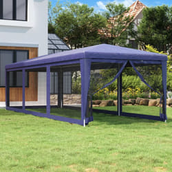 Tenda per Feste con 8 Pareti Laterali in Rete Blu 3x9 m hdpe Vidaxl 343894