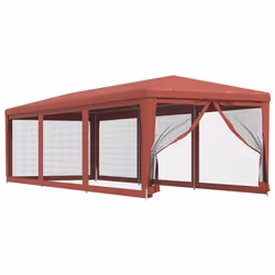 vidaXL Tenda per Feste con Pareti Laterali in Rete Rossa 3x9 m HDPE - Vista aggiuntiva 2