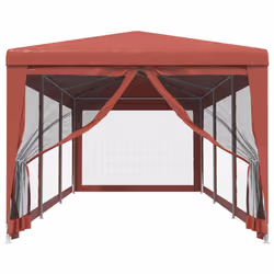 vidaXL Tenda per Feste con Pareti Laterali in Rete Rossa 3x9 m HDPE - Vista aggiuntiva 3