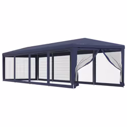 vidaXL Tenda per Feste con 10 Pareti Laterali in Rete Blu 3x12 m HDPE - Vista aggiuntiva 2