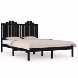 vidaXL Giroletto Nero in Legno Massello di Pino 140x190 cm - Vista aggiuntiva 2