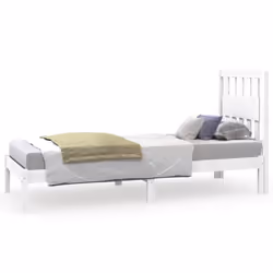 vidaXL Giroletto in Legno Massello Bianco 75x190 cm Small Single - Vista aggiuntiva 2