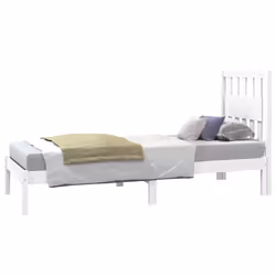 vidaXL Giroletto in Legno Massello Bianco 75x190 cm Small Single - Vista aggiuntiva 3