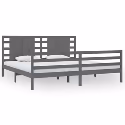 vidaXL Giroletto Grigio in Legno Massello di Pino 200x200 cm - Vista aggiuntiva 2