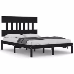 vidaXL Giroletto Nero in Legno Massello 140x190 cm - Vista aggiuntiva 2