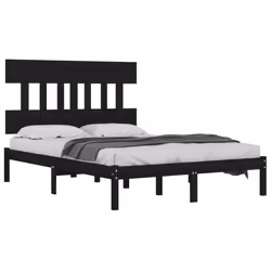 vidaXL Giroletto Nero in Legno Massello 140x190 cm - Vista aggiuntiva 3