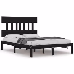 vidaXL Giroletto Nero in Legno Massello 200x200 cm - Vista aggiuntiva 2