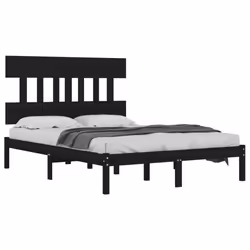 vidaXL Giroletto Nero in Legno Massello 200x200 cm - Vista aggiuntiva 3