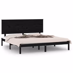 vidaXL Giroletto Nero in Legno Massello di Pino 200x200 cm - Vista aggiuntiva 2